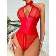 thumbnail image 1 of Lencería sexy para mujer, mono de malla de charol con cuello colgante, conjunto sexy, 1 of 6
