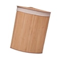 thumbnail image 4 of Cesto de ropa sucia de bambú de esquina con tapa y asa, organizador de almacenamiento de juguetes, lavado Beige, 4 of 9