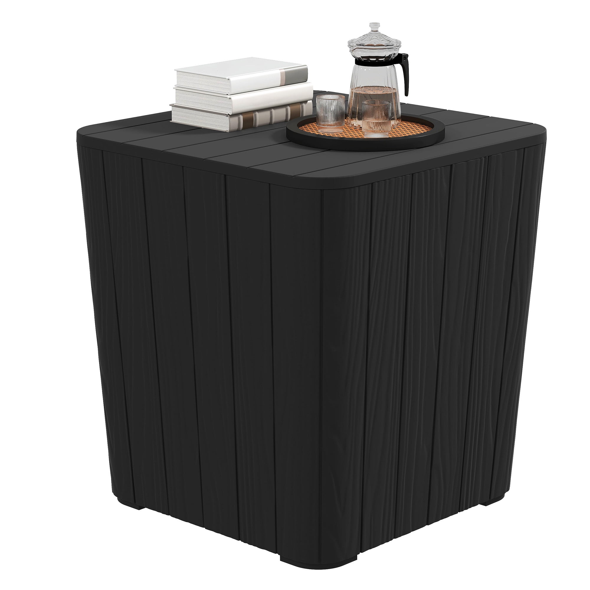 Uforic 11.5 Gallon Outdoor Resin Deck Box, Multifunctional Patio Side Table & Storage Container for Cushions & Outdoor Decor, Black
