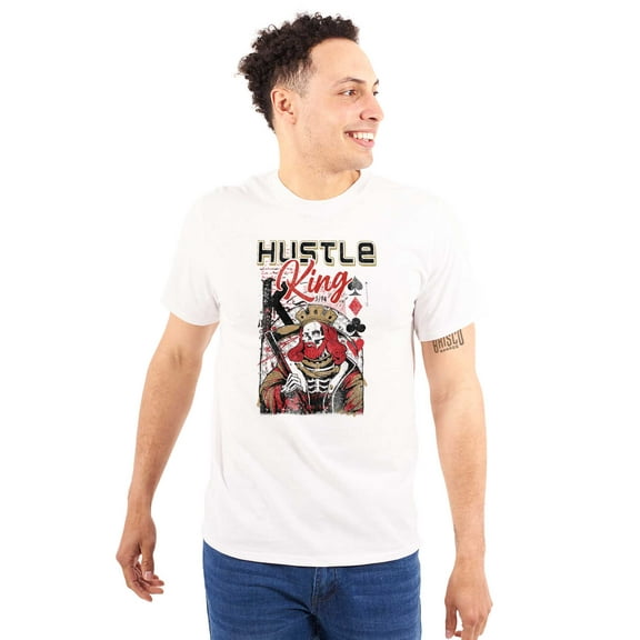 Hustle King Skeleton Playing Card Men's Graphic T Shirt Tees Brisco Brands S