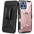 thumbnail image 3 of Compatible for TMobile Revvl 6 5G Case with Holster Belt Clip Hybrid Shockproof Protective Phone Cover with Kickstand - Rose Gold, 3 of 6