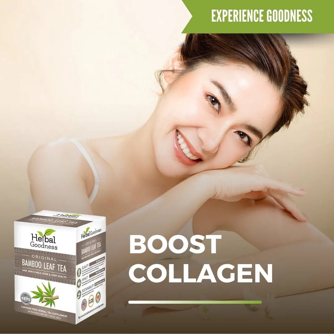 Bamboo Leaf Tea - Caffein-Free Herbal Tea, 72 Teabags(3 Packs), Hair, Skin, Anti Aging for Men & Women, Silica - Herbal Goodness
