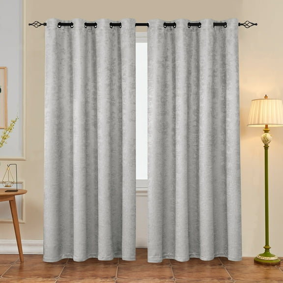 Subrtex Blackout Curtains 2 Panels Room Darkening Grommet Drapes, Greyish White, 52"x 95"