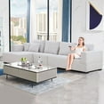 thumbnail image 2 of 134'' Sectional Sofa, L-Shaped Sectional Couch with Left Chaise and Thicken Armrest Backrest, Modern Upholstered Sofa Couch with Overstuffed Cushion Seat for Living Room Apartment Office, Beige, 2 of 8