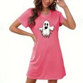 thumbnail image 1 of Pyjamas d'Halloween pour Femmes, Grande Taille, Robe de Nuit Courte avec Imprimé Poitrine, Col Rond et Manches Courtes, Tissu Doux pour un Sommeil Confortable et Tenue Décontractée, 1 of 3