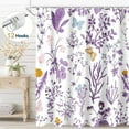 thumbnail image 1 of Dznils Rideau de Douche en Tissu à Motif Floral Violet, Rideau de Salle de Bain Imperméable avec 12 Crochets, 72 Pouces x 72 Pouces, 1 of 11