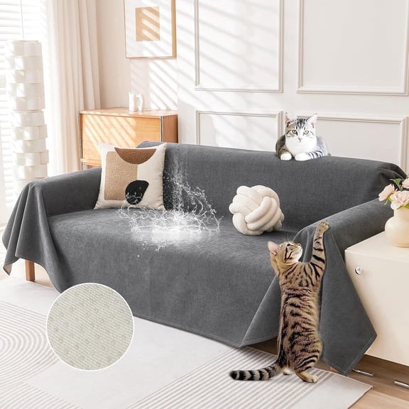 Warmstar Waterproof Sofa Cover, Couch Cover Protector Slipcover Sofa towel Furniture Cover for Pets Dogs Cats Home Decor (71"x 118", Grey)