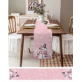 thumbnail image 4 of Table Runner 108 Inches Long for Kitchen Dining, Pink Snowman Christmas Dresser Scarf Farmhouse, Dining Table Decorations for Wedding/Parties, Xmas Pink Snowflake Winter 13 x 108 In, 4 of 9
