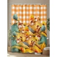 thumbnail image 4 of Fsddascl Autumn Hills Fall Shower Curtain Set - 48" x 72" Washable Bathtub Curtain with 12 Hooks, Thanksgiving Rustic Trees Orange Check Waterproof Fabric Stall Shower Curtains for Bathroom/Bathtub, 4 of 6