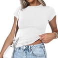 thumbnail image 3 of Women Casual O Neck Short Sleeve T-Shirt Summer Slim Fit Shirts Female Tees Tops, 3 of 11