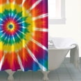 thumbnail image 4 of Rainbow Tie Dye Ray Circle Pattern Shower Curtain 72"x84" ,Bathroom Decorative Shower Curtains Set with 12 Hooks,Modern Waterproof Washable Shower Curtain, 4 of 6