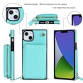 thumbnail image 3 of Crossbody Wallet Case for iPhone 13, RFID Blocking PU Leather Zipper Handbag Purse Flip Cover, Kickstand Case with Card Slots Holder Wrist Strap Lanyard For iPhone 13, Mint, 3 of 12