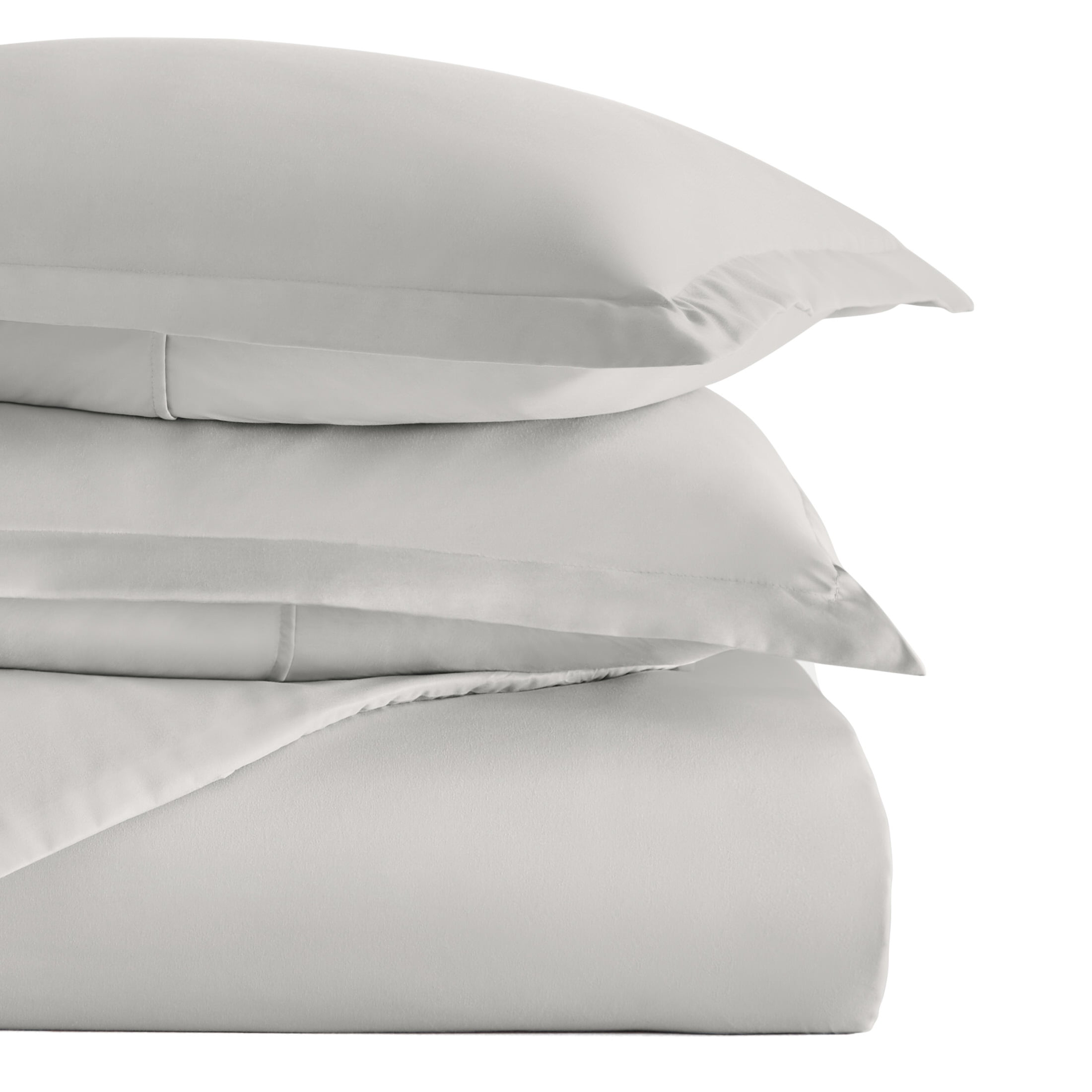 Noble Linens 3-Piece Light Gray Duvet Cover Set, Full/Queen