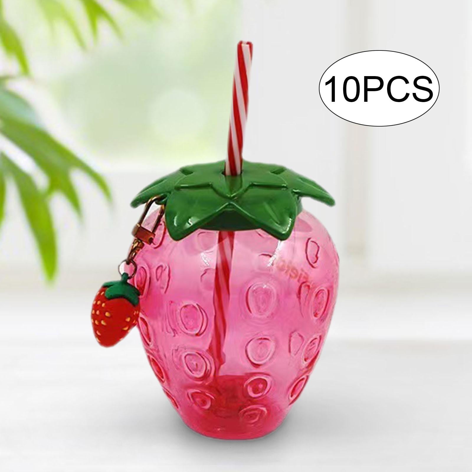 Tachiuwa 10x Strawberry Sippy Cup with Straw for Kids for Hawaiian Household Birthday Pink Keychain