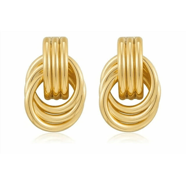 Aretes De Nudo Oro 18k Pendientes Gruesos Joyeria Para Mujer Xtellar dorado