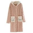 thumbnail image 4 of Arlun Plaid and Heart Print Flannel Hooded Robes for Women Long Over the Knee Length Cozy Button down Bathrobes Winter Warm Loose Fit Loungewear with Pockets Pink M, 4 of 4