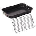 thumbnail image 3 of Bandeja para asar con rejilla, bandeja rectangular para asar en , bandeja antiadherente de acero al carbono para hornear pollo a la parrilla, 3 of 8