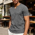 thumbnail image 4 of Aofany Summer T Shirt Men Solid Color Short Sleeve T-Shirts Casual V-Neck Big and Tall Mens Pullover Shirts, 4 of 6