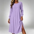 thumbnail image 2 of Lnmiateer Women Striped Long Sleeve A Line Midi Dress Loose Lightweight Breathable Summer Fall Work Beach Vacation Outfit, 2 of 7