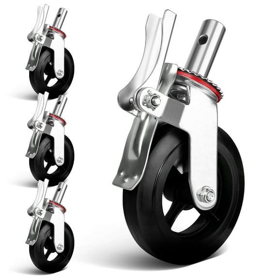 8" All-Terrain Casters, Reinforced Steel Core, Corrosion-Resistant Silver Finish, 4400 lb Load, Set of 4, for Outdoor Equipment, Logistics​
