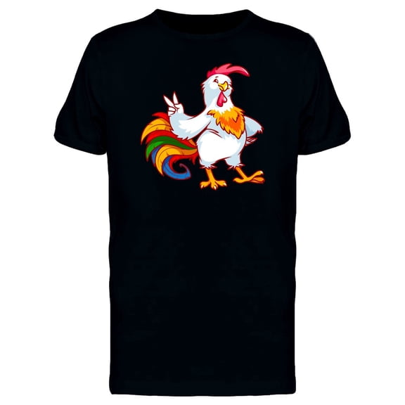 Rooster With Colorful Tail T-Shirt Men -Image by Shutterstock, Male Medium