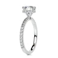 thumbnail image 2 of Edge Jewel Round Cut Brilliant 1.8 Ct Moissanite Ring - 14K White Gold Plated Ring - Wedding Ring - Solitaire Accent Design - Women’s Hidden Halo Moissanite Ring, 2 of 3