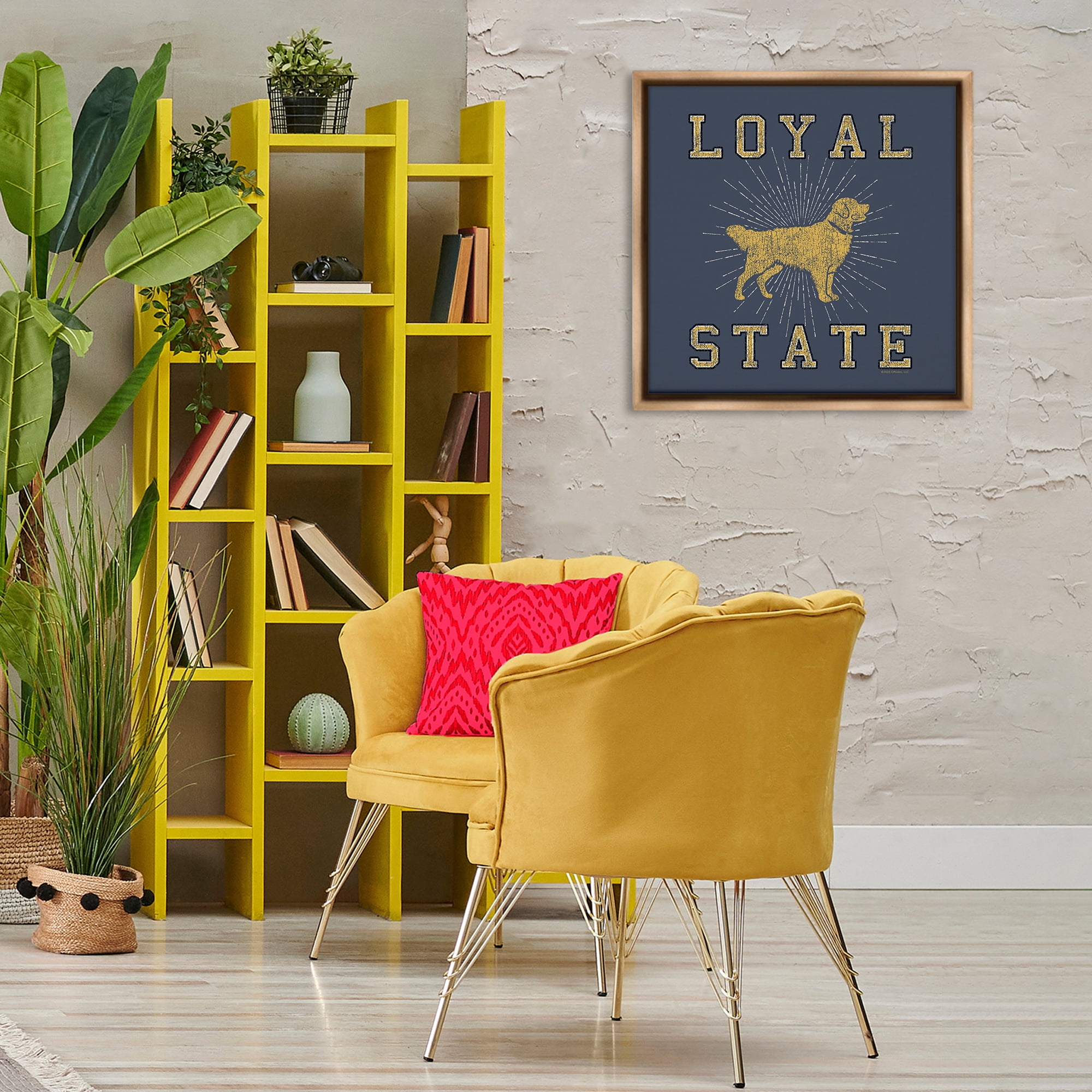 Stupell Industries Varsity Loyal State Novelty & Humor Painting Brown Floater Framed Canvas Art Print Wall Art, 25 x 25