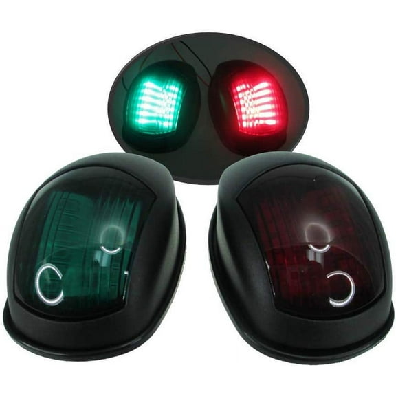Pactrade Marine Boat Navigation LED Light Green Starboard Red Port Black PC IP66