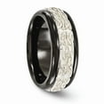 thumbnail image 4 of Two-Tone Titanium Silver Ring Band Wedding Silver Tone, 4 of 6