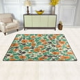 thumbnail image 3 of Orange Green Floral Print Soft Polyester Area Rug 60''x39'', Non Slip, Memory Foam, Water Absorbent, 3 of 7