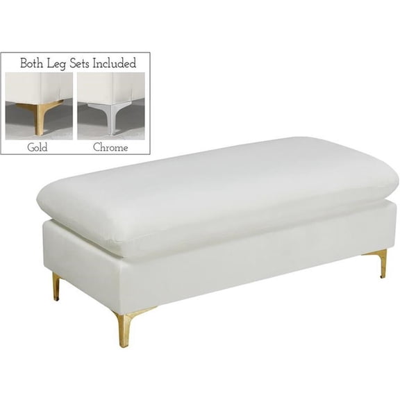 Meridian Furniture Naomi Cream Velvet Ottoman