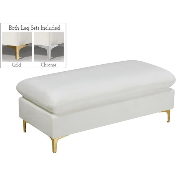 Meridian Furniture Naomi Pouf en Velours Crème