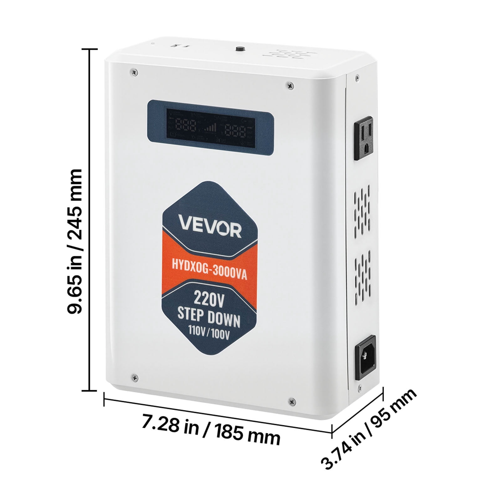 VEVOR Step Down Voltage Converter, 3000W, Heavy Duty Voltage Power Converter, 220V to 110V Power Transformer, with 2 US Outlets, USB Output, LCD Display, Temperature Protection, for 110V Appliances