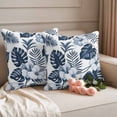thumbnail image 4 of 2 Pack Outdoor Waterproof Throw Pillow Covers,Blue Flower Tropical Palm Leaves Decorative Square Patio Pillowcases for Chair Couch Sofa 16x16in, 4 of 9