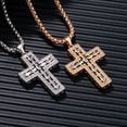 thumbnail image 3 of Big Double Cross 14K Yellow Gold Pendant Long Chain Neckalce Korea Women High Quality D Twist Chain Jewelry Gift, 3 of 7