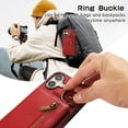 thumbnail image 3 of for iPhone 16 Plus Wallet Case with Card Holders for Women Girls, Crossbody Strap Zipper PU Leather Case with Finger Ring Protective Kickstand Designed for iPhone 16 Plus, Red, 3 of 10