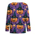 thumbnail image 5 of Halloween Printed Tops for Women V Neck Quarter Button Long Sleeve Trendy Festival Party Top Multicolor 10 M, 5 of 5