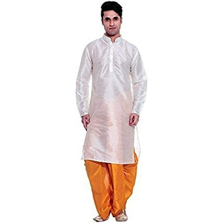 

Royal Men s Silk Blend Dhoti & Kurta Set_White