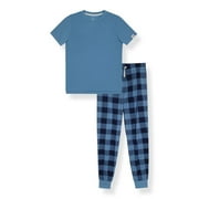Sleep On It Boys 2-Piece Short-Sleeve Jersey Pajama Pants Set - Blue Plaid , 12-14