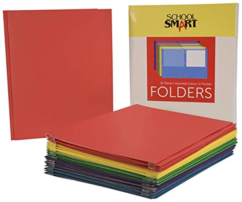 School Smart Heavy Duty Leatherette-Pocket Folder, 9.5" x 11.75", Pack of 25