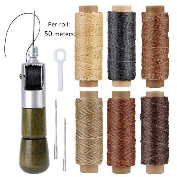Leather Sewing Awl Thread Kit with Waxed Thread Manual Speedy Stitcher Tool USA