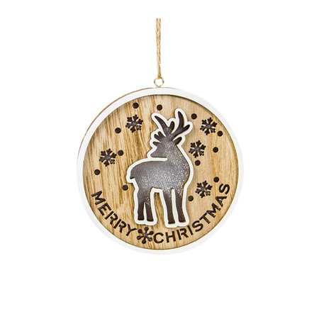 

Christmas Wooden Colored Christmas Circular Light Sign Pendant Deer Wood Decorations