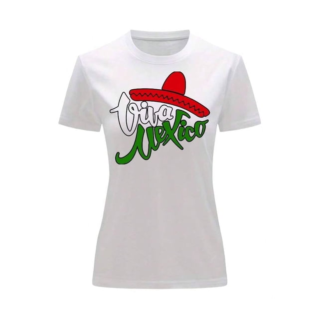 Playera Blusa De Viva Mexico Con Sombrero Charro Fiestas Patrias Independencia Color Blanco Talla Grande Marca Emil SaEs