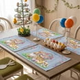 thumbnail image 5 of Easter Placemats Set of 4 Bunny Eggs Place Mats Spring Placemat Chick Rabbit Flower Basket Blue Wood Table Mats for Dining Kitchen Table Holiday Dinner Party Home Easter Decorations 13x19 Inch, 5 of 9