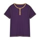 thumbnail image 4 of Camisetas Elvqul para Caballero Patchwork Casual Morado Manga Corta Cuello Redondo Deportivas, 4 of 6
