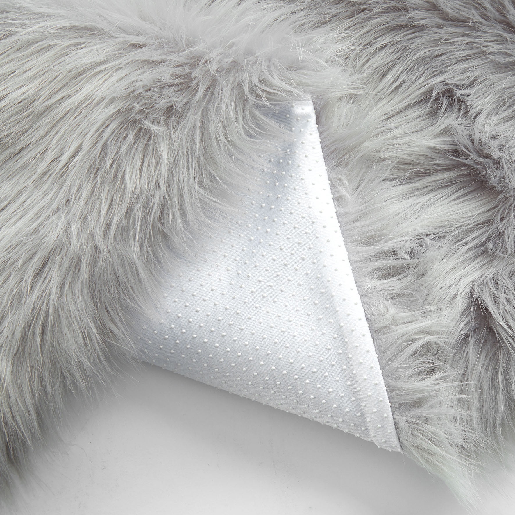 Lanco Fluffy Sheepskin Faux Fur Shag Area Rug, Grey, 30x46