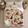 thumbnail image 5 of Festive Cats Winter Attire Watercolor Illustration Holiday, Playful Pet Portrait Pattern, Warm Flannel Blanket for Living Room and Bedroom, Cat Lovers Just Because Gift, Pet Lover Home Decor, 5 of 9