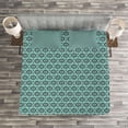 thumbnail image 3 of Ambesonne Ikat Quilted Bedspread Set 3 Pcs, Traditional Dots, Queen Size, Turquoise Grey, 3 of 3
