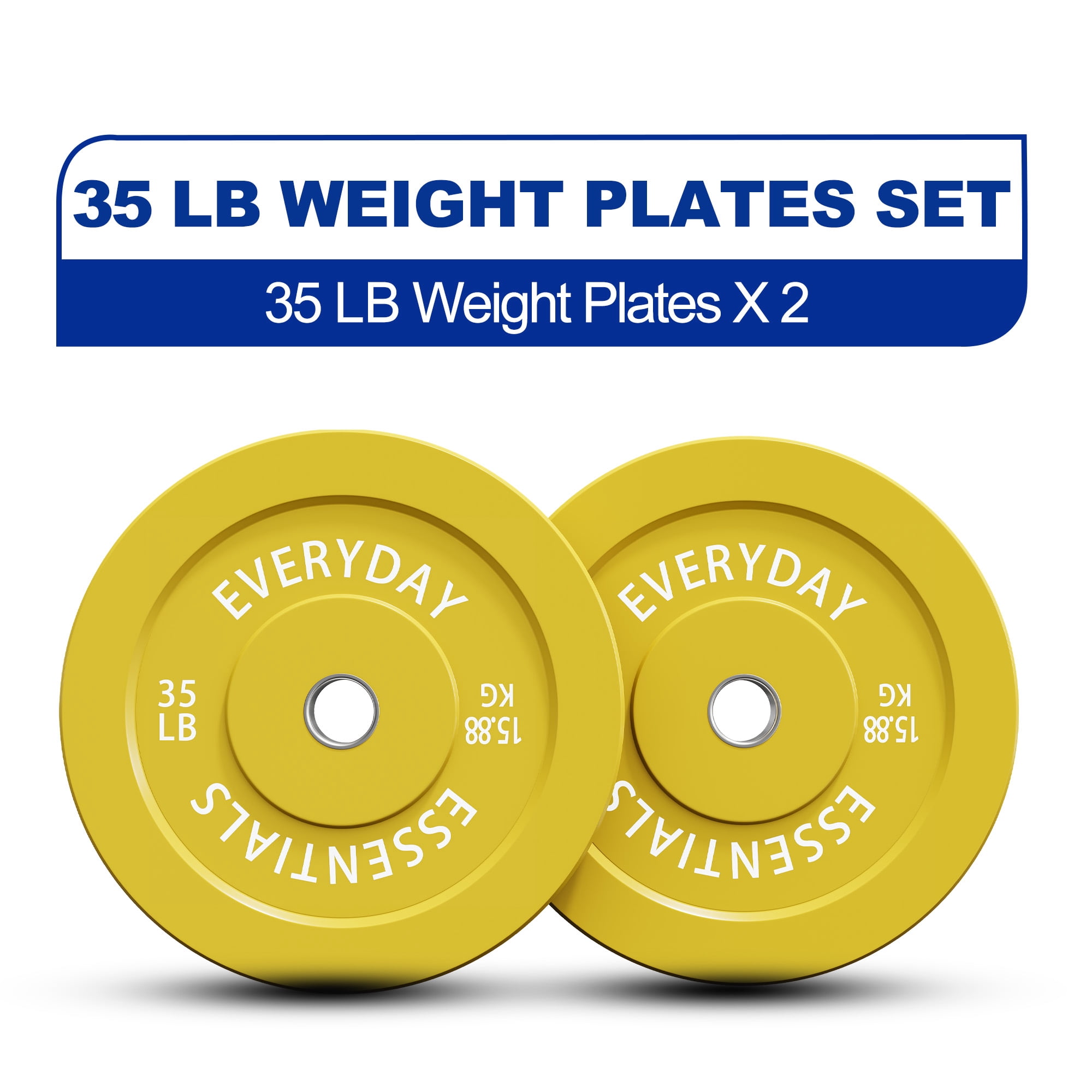 INTRTLOCKINGING TILES 35 LB Olympic Bumper Plate Pair, Rubber Weight Plates with 2-Inch Center Insert, Low-Rebound Design for Home Workouts and Weightlifting