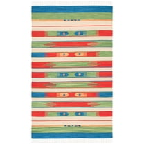 SAFAVIEH Montauk Aindreas Southwestern Cotton Area Rug, Green/Blue, 5' x 8'